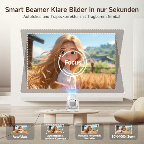 Auto Focus: Magcubic Mini Projector 4K HY320pro, Projector with Native 1080p, 400 ANSI, 10000:1 Contrast, Automatic Keystone Correction, WiFi 6 BT 5.4, Projector 4K Home Cinema for Home, Garden and