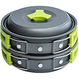 MalloMe Camping Stove Cookware Mess Kit Gear - Backpacking &amp; Hiking Cooking Equipment Accessories 10 Piece Cook Set | Lightweight, Compact, Durable Pot Pan Bowls - Free Folding Spork, Nylon Bag