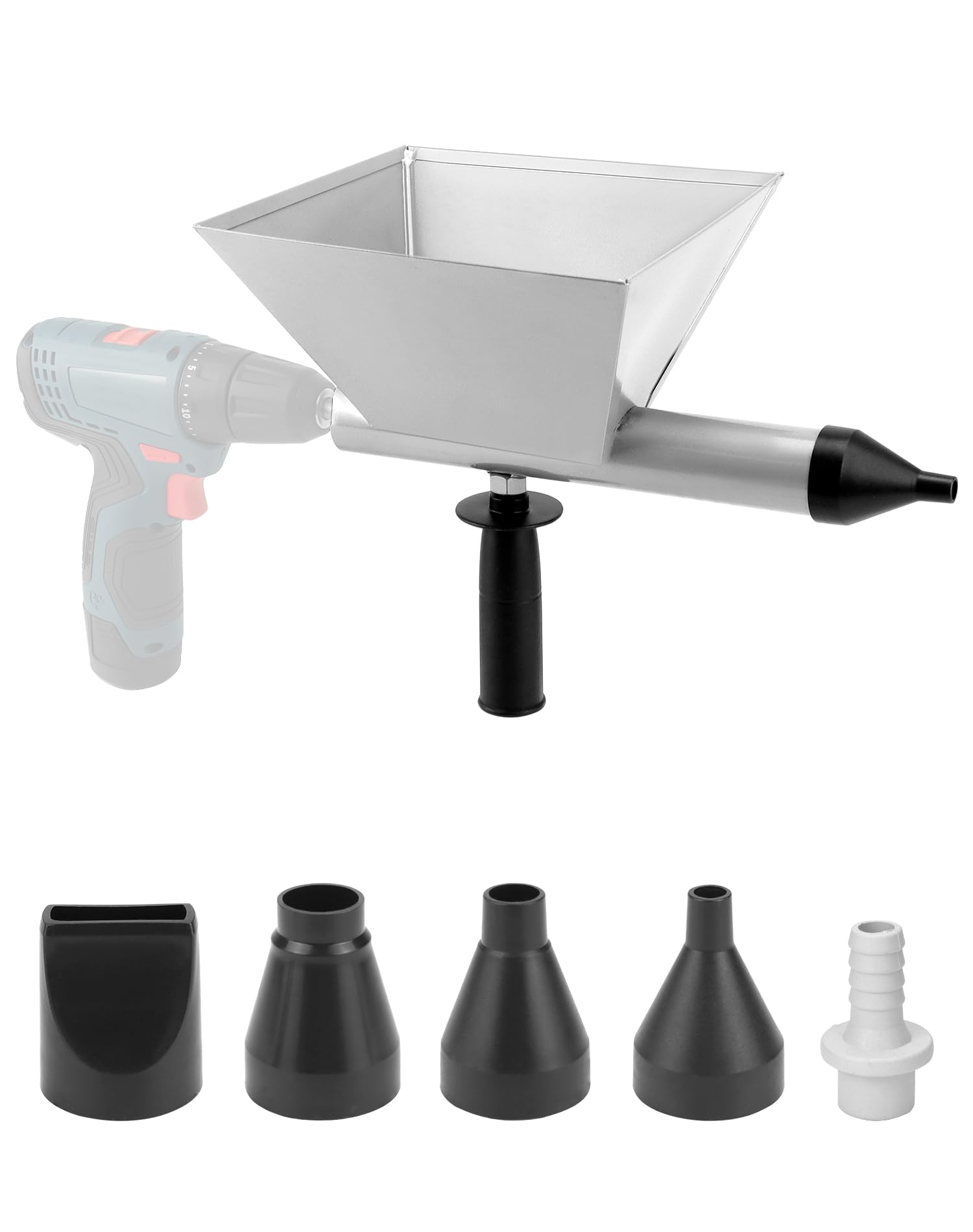 QWORK® Electric Mortar Grout Gun, All Metal Cement Caulking Gun with 4 Nozzles