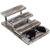 MyGift 4-Tier Rustic Torched Wood Sunglasses Display Stand
