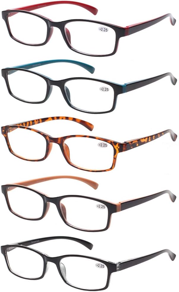Reading Glasses 5 Pack Fashion Spring Hinge Readers Men & Women
