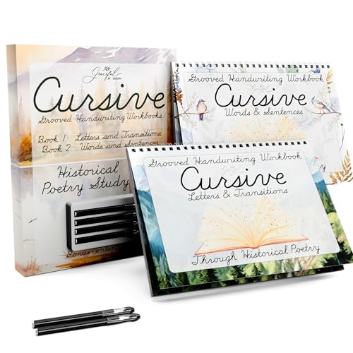 Grooved Cursive Handwriting Workbook by Graceful By Design - Magic Reusable Grooved Handwriting Practice for Kids and Cursive Workbook for Kids Ages 8-12