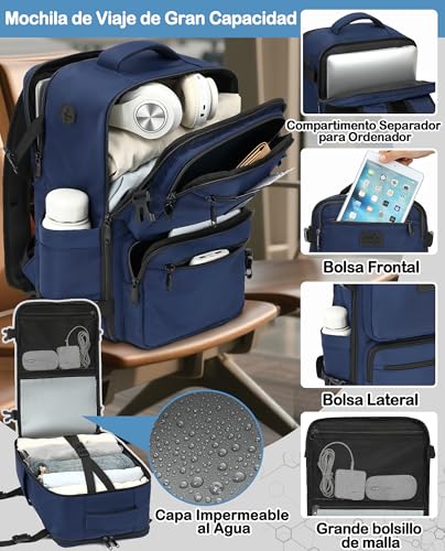 LYNXCHER Airplane Cabin Travel Backpack for Ryanair Easyjet Men Women Backpack Hand Travel Bag, dark blue