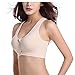 Women's Zip Front Sports Bra Wireless High Impact Active Yoga Sports Bras Flesh L