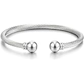 COOLSTEELANDBEYOND Elastic Adjustable Stainless Steel Cuff Bangle Bracelet for Mens Womens