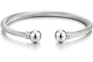 COOLSTEELANDBEYOND Elastic Adjustable Stainless Steel Cuff Bangle Bracelet for Mens Womens