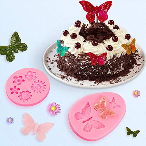 7 Moldes De Silicona Para Fondant, Mariposa/rosa/crisantemo