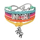 Cute Unicorn Bracelet Wristband Handmade Rainbow Jewelry Infinity Charm Gifts Party Favor 9 Styles (Rainbow)