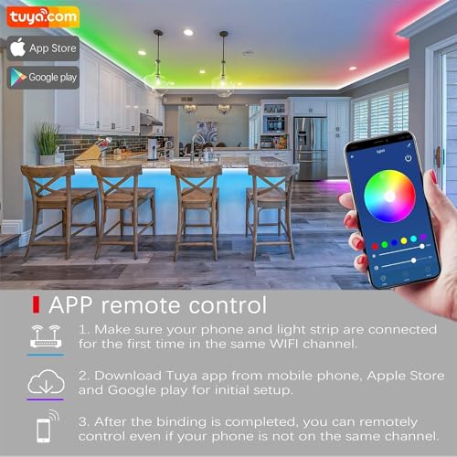 Cozylady 65.6FT WiFi LED Strip Light, LED Light Strip Works with Alexa