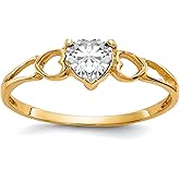 JewelryWeb 10k Yellow Gold Polished White Topaz Ring Size 6 Ring for Women