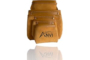 ANVI GLOBAL Nail and Tool Pouch | 5 Pocket | Full Grain Leather
