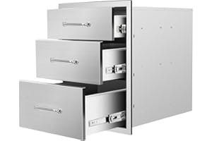 SGOLAN Outdoor Kitchen Drawers 18''Wx 23''H x 23''D Triple BBQ Drawers Stainless Steel Built-in Drawer for Outdoor Kitchen Island, Patio Grill Station