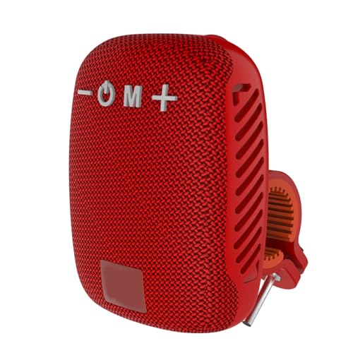 Jectse Portable Bluetooth Speaker for Bike, Waterproof Speaker, Dual Pairing Mini Outdoor Speaker with FM Radio, for Cycling Hiking (Red)