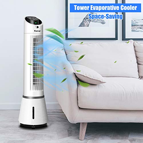 COSTWAY Evaporative Cooler, 3in1 Oscillating Tower Fan, Cooling and