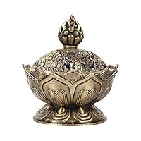 Wakects Incense Burner, Home Decoration Vintage Lotus Shape Smoke Incense Burner Incense Holder, 2.71 X 2.76inch(Bronze)