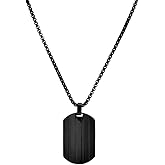 Geoffrey Beene Stainless Steel Men's Patterned Dog Tag Necklace