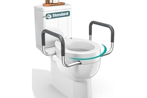 PELEGON Raised Toilet Seat With Handles (300lb) Toilet Seat Risers for Seniors, Raised Toilet Seat for Handicap Toilet Seat For Elderly & Disabled - Standard Seat