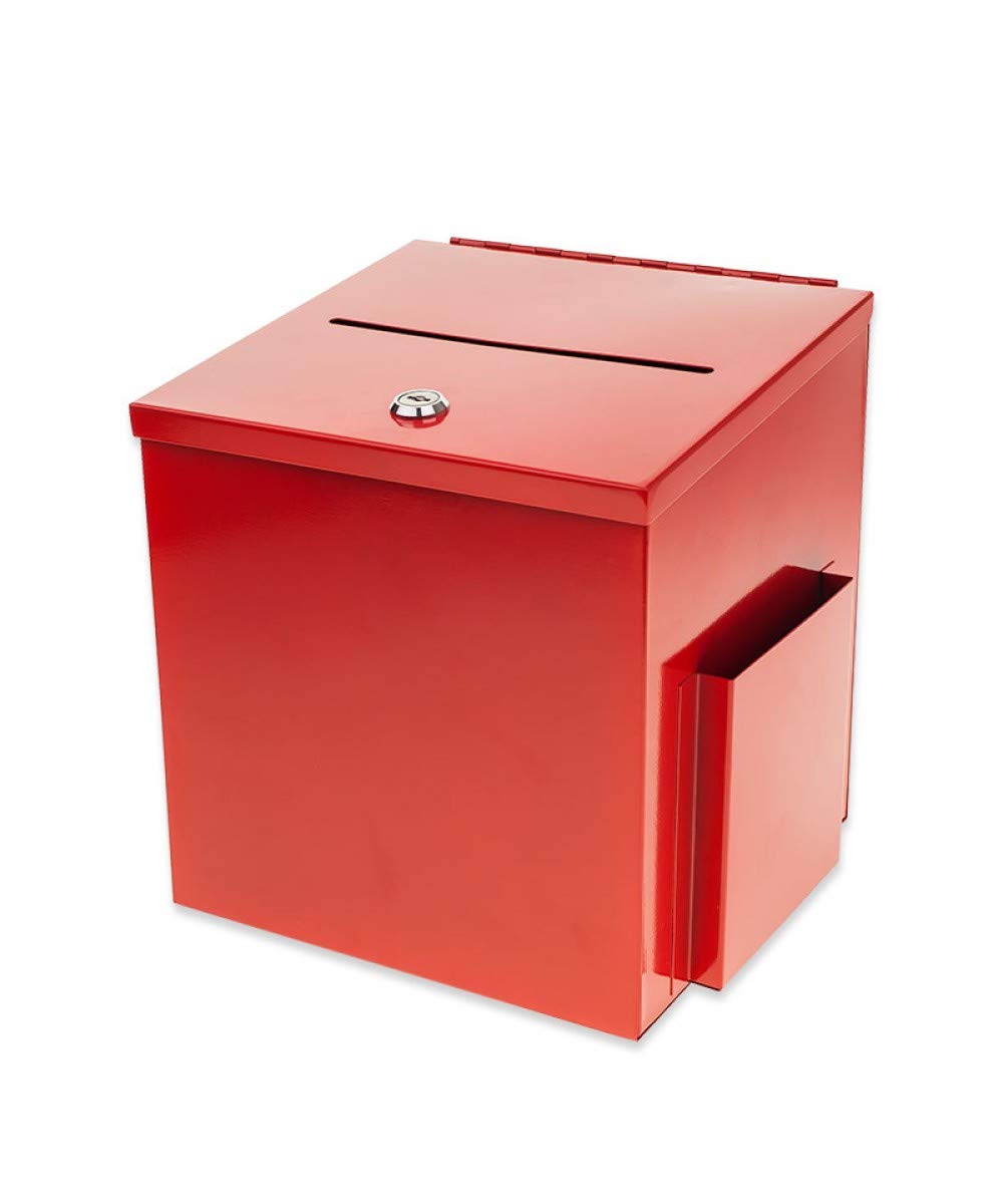 SOURCEONE.ORG Source One LLC Large Steel Donation Box, Suggestion Box with Side Pocket