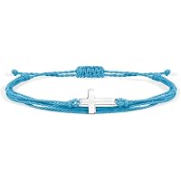 Adjustable Braided Rope Bracelet With Sideways Cross Charm - Gold/Silver Stainless Steel Faith Jewelry For Men & Women - View #8