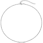 EnCharmed Stainless Steel Twisted Bar Dainty Choker, Handmade Minimal Layering Adjustable Necklace 14-16 Inches