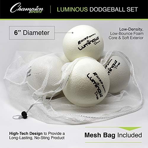 Colorful dodgeball set with six textured balls featuring rhino, doors, and indoor-themed designs.