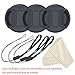 waka 3 Pack 58mm Center Pinch Lens Cap Cover with Tether for Canon EOS Rebel T7 T6 T5 T100 4000D T8i T7i T6s T6i T5i T4i T3i T2i T1i SL3 SL2 SL1 XSi XTi with EF-S 18-55mm Kit Lens