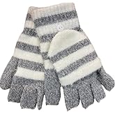 Arctic Barrier Warm Winter Knit Fingerless Gloves for women with Flip-Top Mittens, Convertible Fingerless Mittens for Women