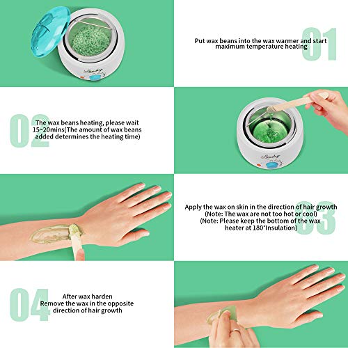 Home Waxing Kit for Women Lansley Painless Wax Warmer Hair Removal Wax Kit for Full Body Brazilian Bikini, Underarm, Legs, Face, Eyebrows Women Men with 4 Flavors Stripless Hard Wax