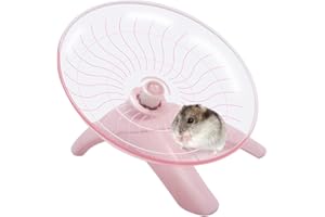 WONTEE Hamster Wheel Hamster Flying Saucer Silent Exercise Wheel Running Wheel for Dwarf Hamsters Gerbil Mice Small Animals (Pink)