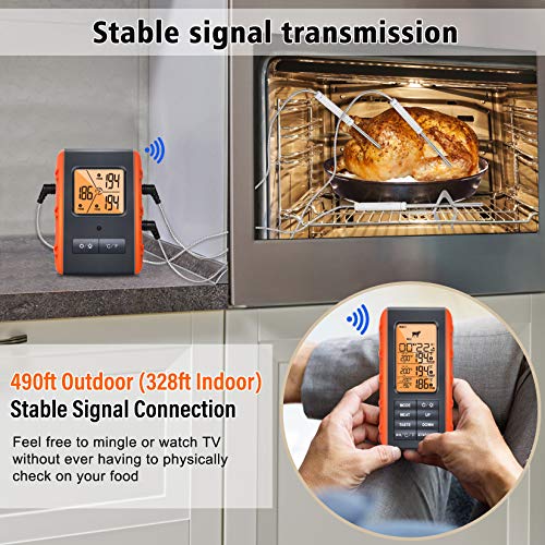 Wireless Meat Thermometer for Grilling Smoking Kitchen Food Cooking