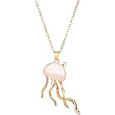 PLOUTOS Gold Jellyfish Pendant Necklace for Women Trendy Ocean Animal Design Elegant Shell Accent Dainty Chain Fashion Jewelry Gift