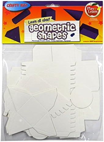 CRAFTY BITZ Children's Card Paper Shapes - 3D Geometric - Pack of 15, 5 Designs