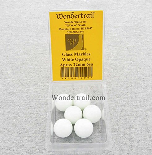 White Opaque 22mm Glass Marbles Pack of 6 Wondertrail WONGM208