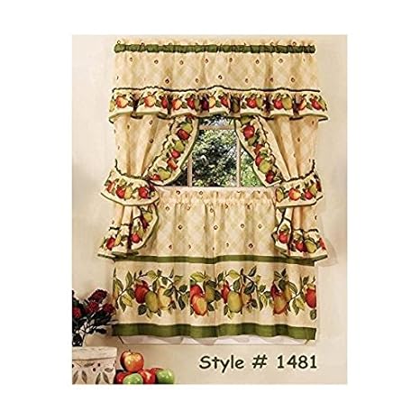 Mobel Wohnen Apples Orchard By Achim 3pc Kitchen Curtains