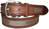 IZOD Leather & Tan Canvas Inlay Belt
