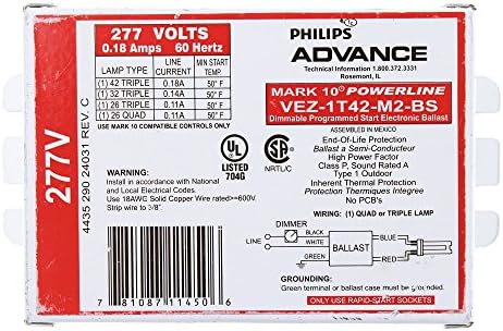Advance Ballasts VEZ-1T42-M2-BS Mark 10 Powerline Dimmable Programmed Ballast