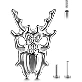 Osbourney 16G ASTM F136 Titanium Threadless/Threaded Studs Crystal with Cockroach Tops for Conch,Tragus,Helix,Lobe Come With 6mm/8mm Lengths Post Flatback earring nose Jewelry