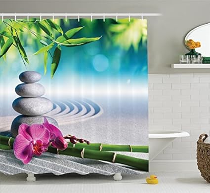 Amazon Com Rhattown Shiny Shower Curtain Bamboo Shower Curtain