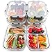 M MCIRCO [6-Pack] Glass Meal Prep Containers 3 Compartment with Lids, Glass Lunch Containers,Food Storage Lunch Box,Bento Box, Microwave, Oven, Freezer, Dishwasher (36 oz)