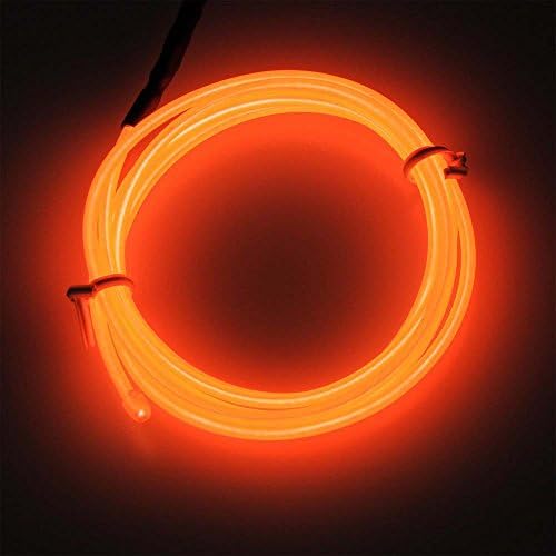 EL Wire, Portable Neon Glowing Strobing Electroluminescent Light Luminous wire 9ft length Driver with Battery Pack Controller for Cosplay Dress Burning Man by Megach (9ft, orange)