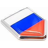 Overdecor Russia Flag Decal Stickers Car Emblem Russian Car Accessories Decorations Chrome Shield Flag Sticker Decals for Cars Truck Vehicles, 2 Pack
