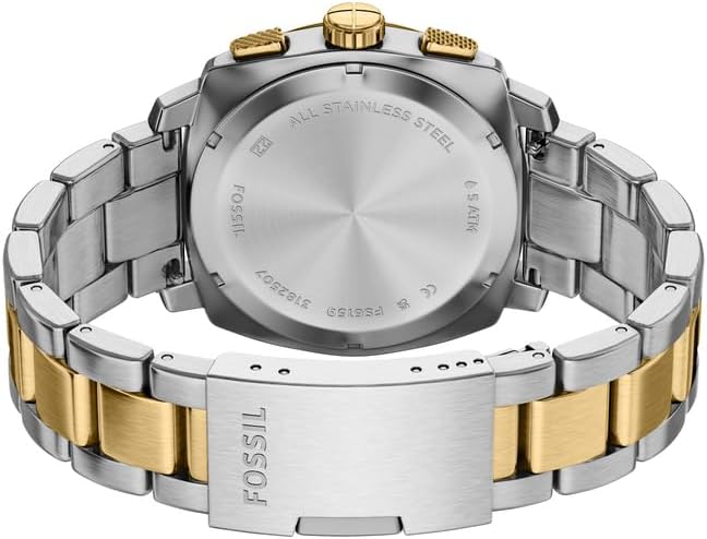 Novo relógio de máquina para homens, movimento cronógrafo de quartzo de 44mm com bracelete em aço inoxidável ou couro, tom mate preto e dourado, pulseira