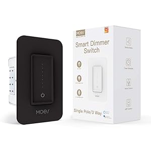 MOES WiFi Smart Light Dimmer Switch,Smart Life/Tuya APP Remote Control,Compatible with Alexa Google Home for Voice Control,No Hub Required(Standard Size). 1 Pack Black