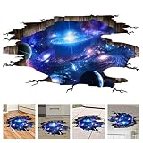 Amaonm Creative 3D Blue Cosmic Galaxy Wall Decals Removable PVC Magic 3D Milky Way Outer Space Planet Window Wall Stickers Murals Wallpaper Decor for Home Walls Floor Ceiling Boys Room Kids Bedroom