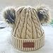 Infant Toddler Beanie Woolen Hat Pure Color Winter Twist Double Pom Pom Wool Knitted Cap for 0-3 Years Old