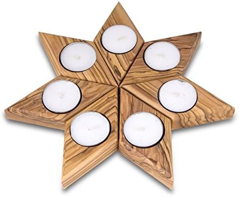 Littras Natural Pine Wood Tealight Candle Holder Handmade (Pack of 7)
