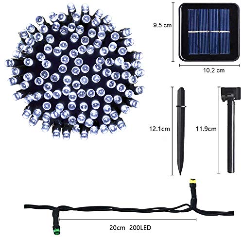 Solar Lights Outdoor Garden,Cshare 200 LED 72ft/20m Solar String Lights 8 Modes IP65 Waterproof Outdoor/Indoor Solar Powered Lighting for Yard,Pathway,Christmas Tree,Home,Wedding,Party (Cool White)