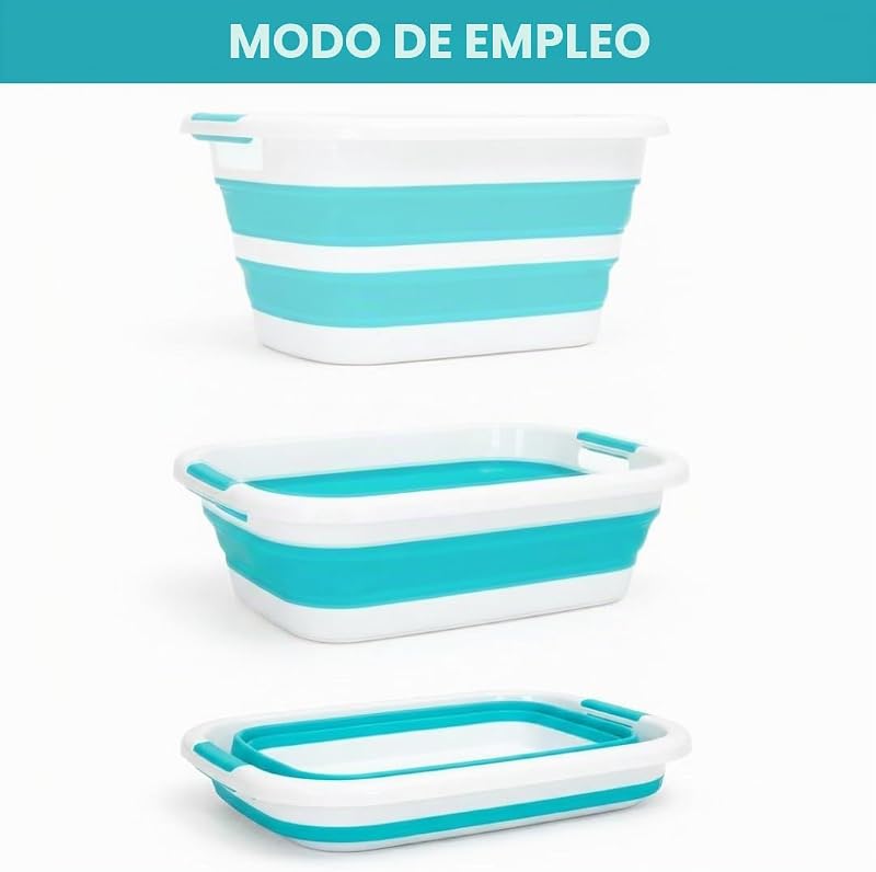 Taça Dobrável 26 L – Cesto de roupa suja feito de plástico e silicone com alças, cesto multiusos para máquina de lavar a varal, cesto de roupa suja e arrumação doméstica (turquesa, M)