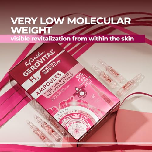 Gerovital H3 Evolution Perfect Look 10% Hyaluronic Acid 4D Concentrated Anti-Wrinkle Facial Serum with Instant Optical Effect, Moisturizing and Plumping 10 x 2 ml