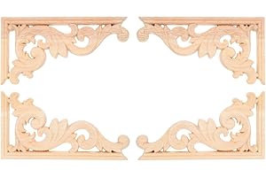 ARTIBETTER 4pcs Wooden Corbels Carved Dresser Decor Wood Carving Decal Wood Onlays Home Decor Rub on Transfers for Furniture Home Décor Retro Furniture Carved Onlay Ceiling Cover Bamboo